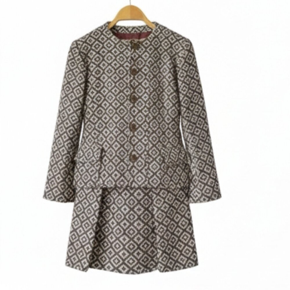Authentic Givenchy Vintage Geometric Skirt Suit Set - Rare Archival Piece
